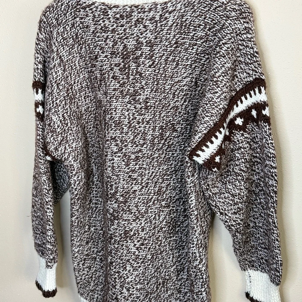 Vintage Hand Knit Lodge Sweater Nordic Zip Cardigan Oversized